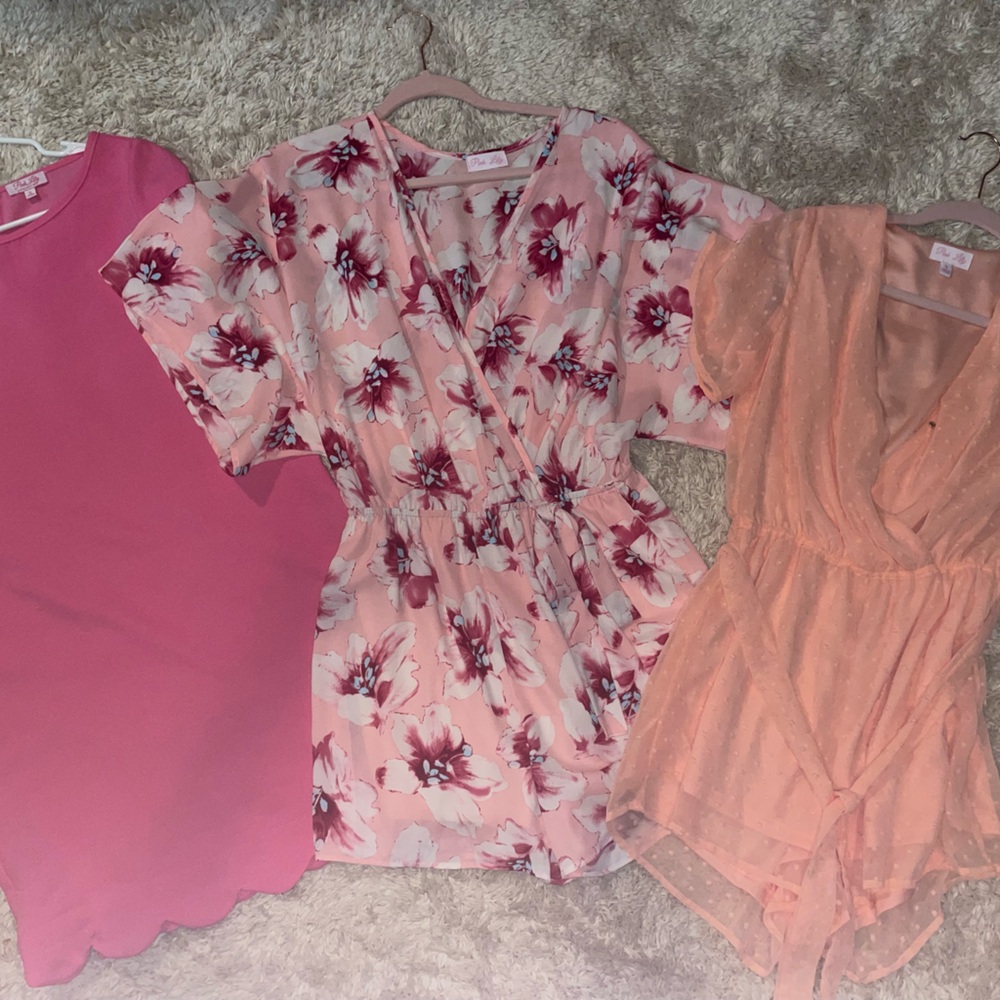 8 pink lily dresses/rompers never worn